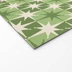 Mid Century Modern Atomic Stars Retro Checkered Starburst Pattern Sage Olive Green Welcome Mat Gallery Image 2