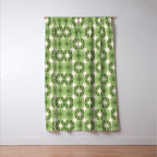 Mid Century Modern Atomic Stars Retro Checkered Starburst Pattern Sage Olive Green Window Curtain Gallery Image 3