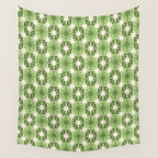 Mid Century Modern Atomic Stars Retro Checkered Starburst Pattern Sage Olive Green Wall Tapestry Gallery Image 4
