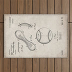 Baseball Patent - Softball Art - Antique Outdoor Rug Gallery Image 1