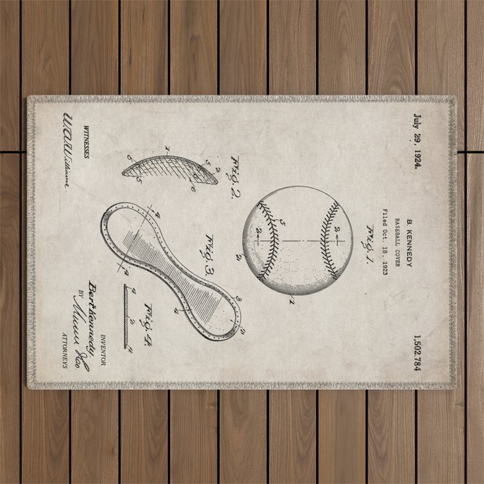 Baseball Patent - Softball Art - Antique Outdoor Rug Gallery Image 1