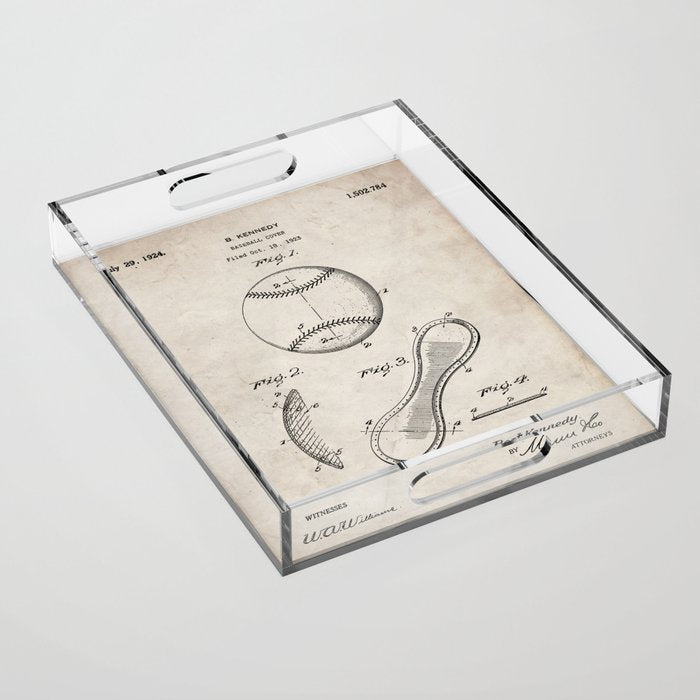 Baseball Patent - Softball Art - Antique Acrylic Tray Gallery Image 1