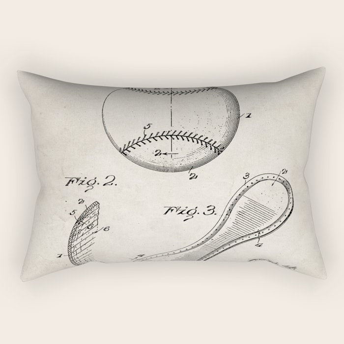 Baseball Patent - Softball Art - Antique Rectangular Pillow Gallery Image 2