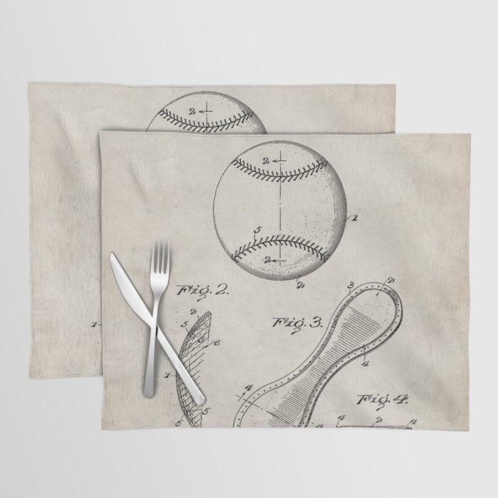 Baseball Patent - Softball Art - Antique Placemat Gallery Image 1