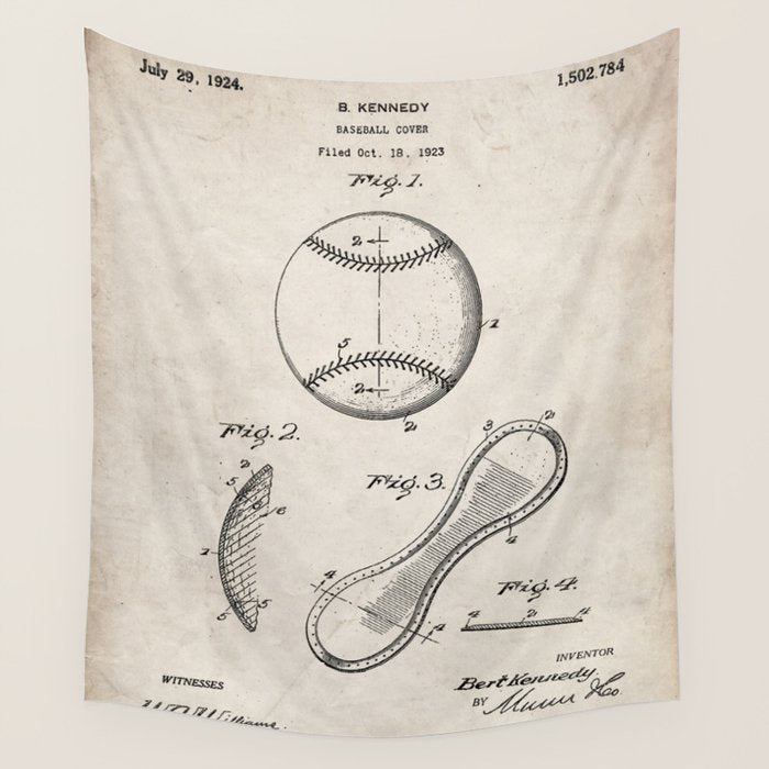 Baseball Patent - Softball Art - Antique Wall Tapestry Gallery Image 1