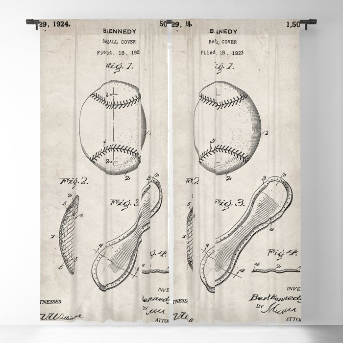 Baseball Patent - Softball Art - Antique Window Curtain Gallery Image 1