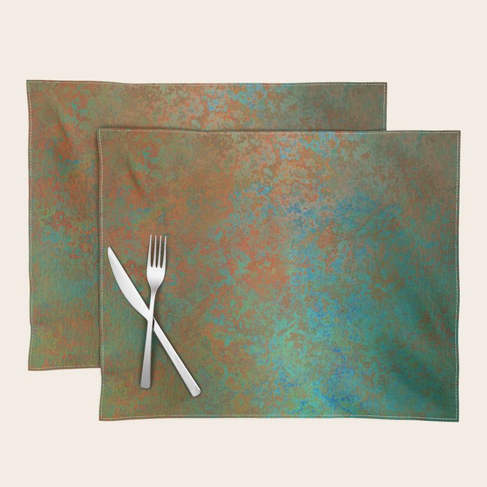 Vintage Teal and Copper Rust Placemat Gallery Image 1