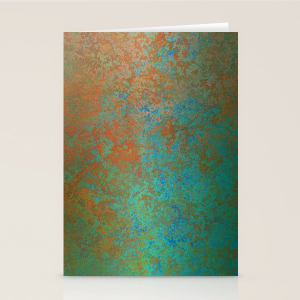 Vintage Teal and Copper Rust Stationery Card Gallery Image 2