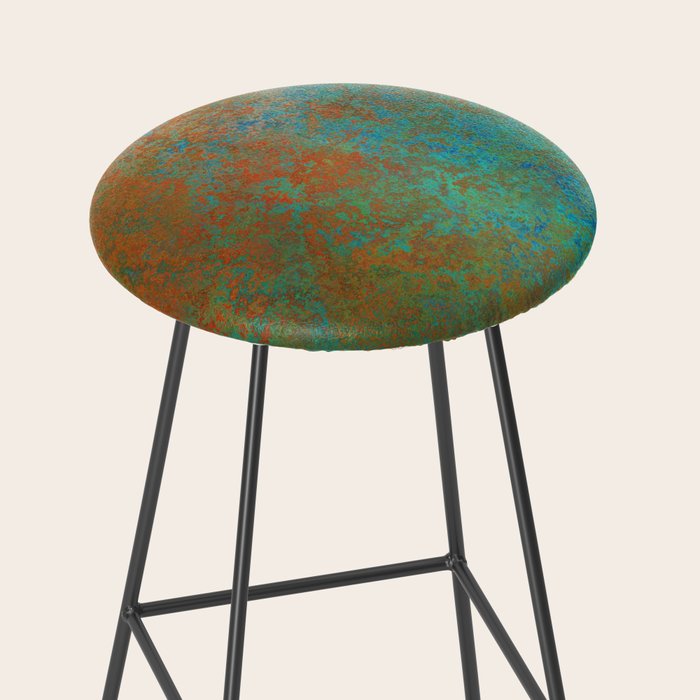 Vintage Teal and Copper Rust Stool Gallery Image 2