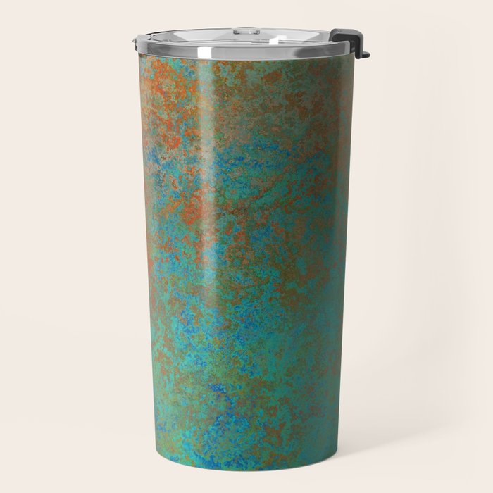 Vintage Teal and Copper Rust Travel Mug Gallery Image 2
