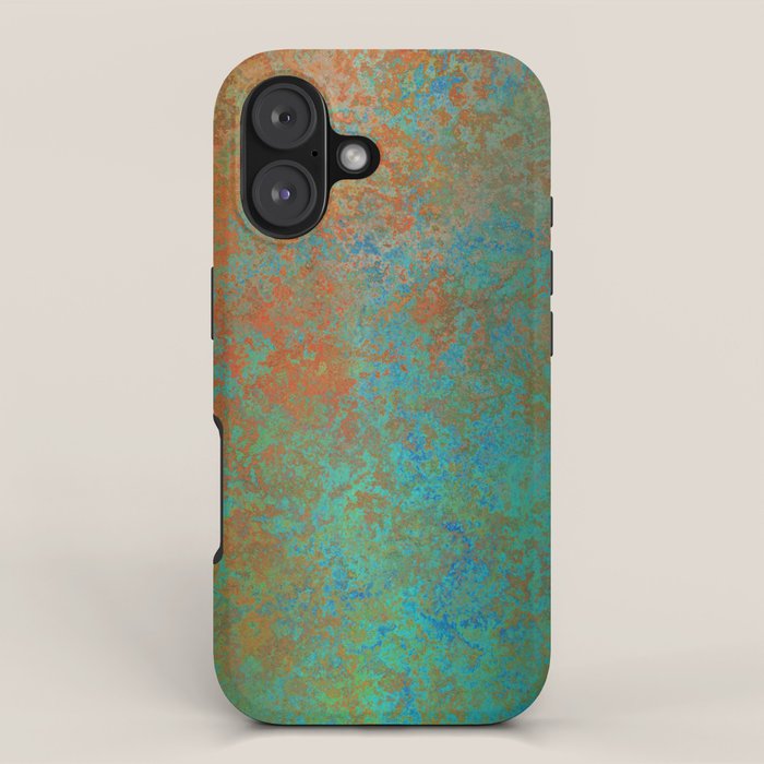 Vintage Teal and Copper Rust iPhone Case Gallery Image 1
