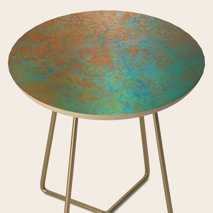 Vintage Teal and Copper Rust Side Table Gallery Image 2
