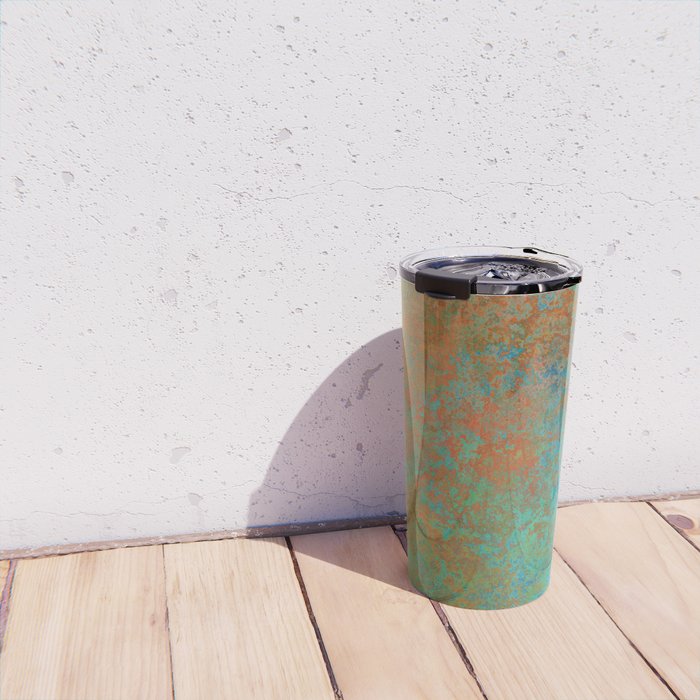 Vintage Teal and Copper Rust Travel Mug Gallery Image 4