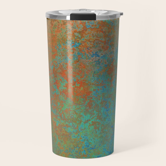 Vintage Teal and Copper Rust Travel Mug Gallery Image 1