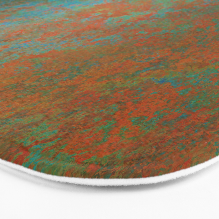 Vintage Teal and Copper Rust Bath Mat Gallery Image 3