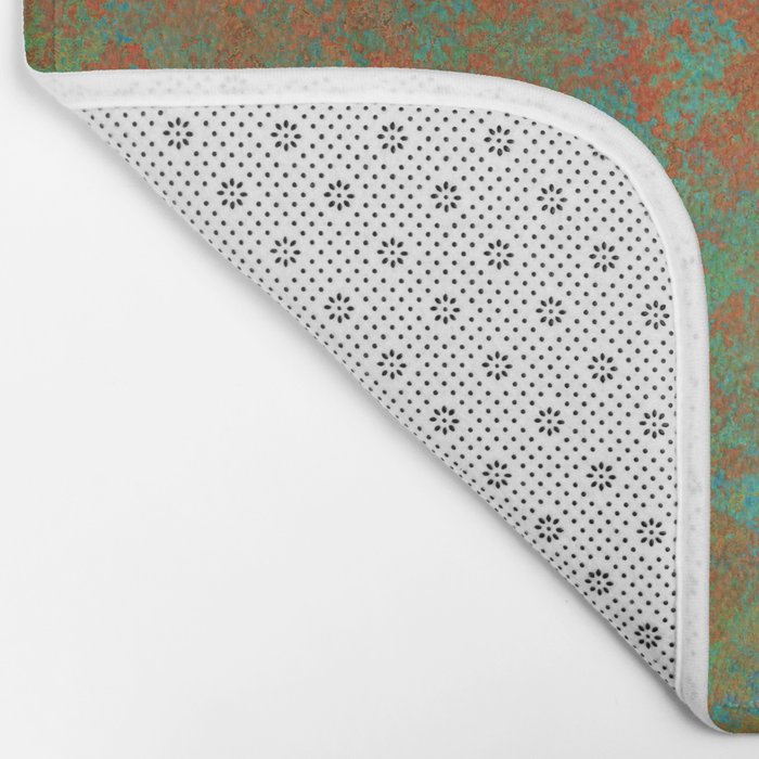 Vintage Teal and Copper Rust Bath Mat Gallery Image 2