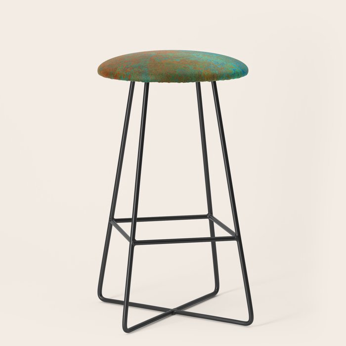 Vintage Teal and Copper Rust Stool Gallery Image 1