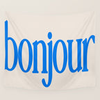 Bold Bonjour French Greeting Typography Wall Tapestry Gallery Image 4