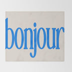 Bold Bonjour French Greeting Typography Throw Blanket Gallery Image 2