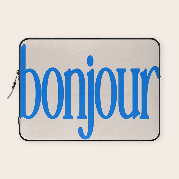 Bold Bonjour French Greeting Typography Laptop Sleeve Gallery Image 1