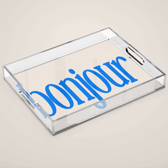 Bold Bonjour French Greeting Typography Acrylic Tray Gallery Image 1