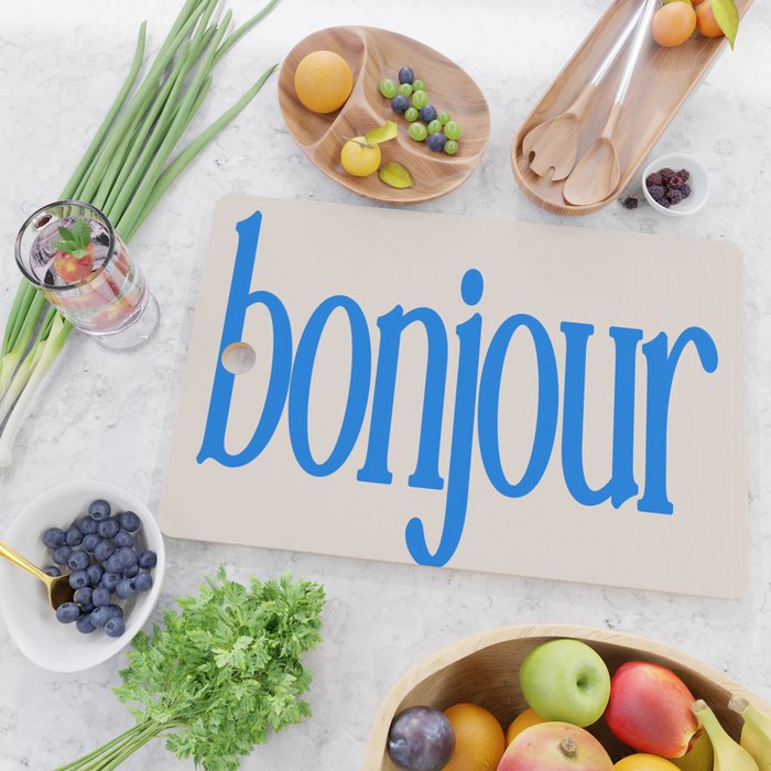 Bold Bonjour French Greeting Typography Cutting Board Gallery Image 2