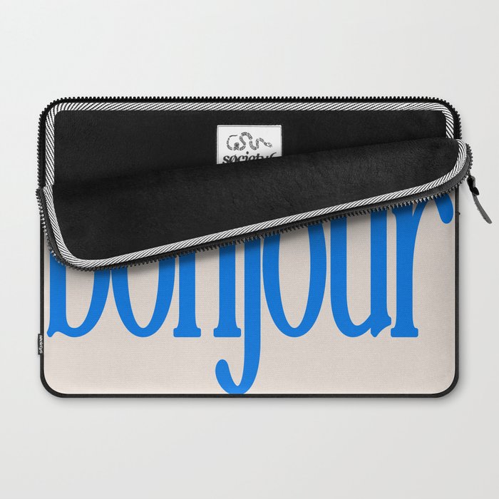 Bold Bonjour French Greeting Typography Laptop Sleeve Gallery Image 2