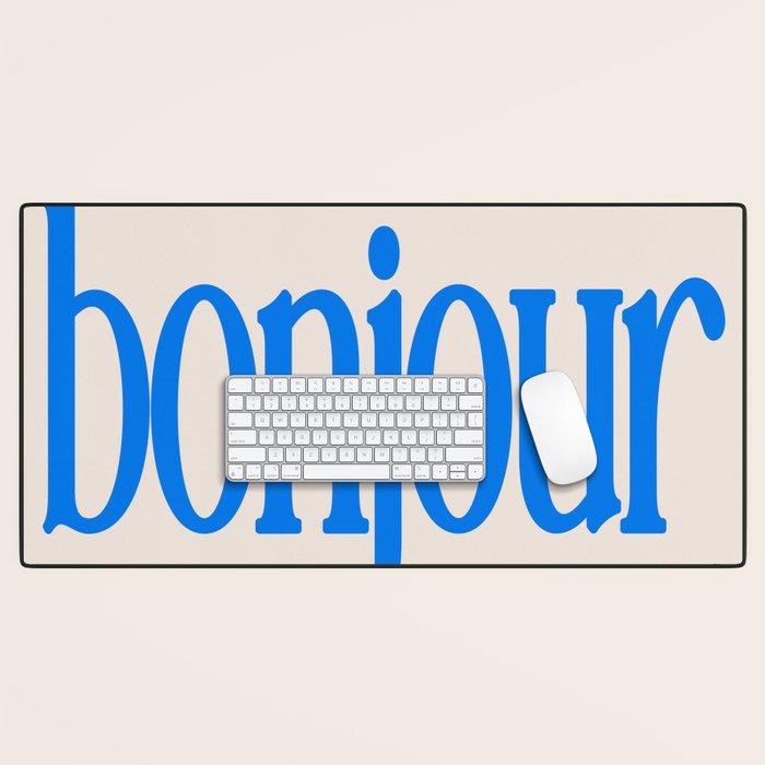 Bold Bonjour French Greeting Typography Desk Mat Gallery Image 1