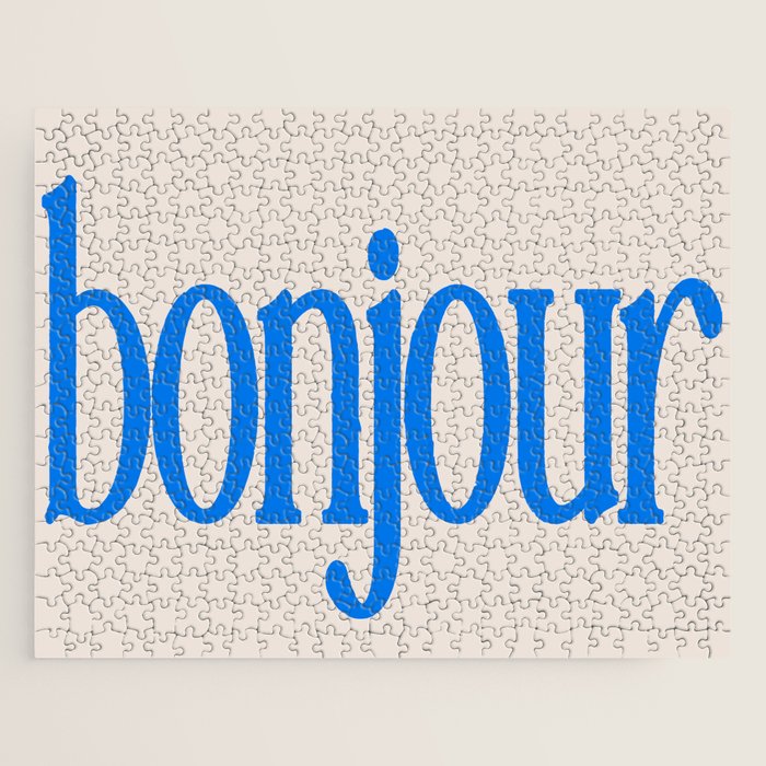 Bold Bonjour French Greeting Typography Jigsaw Puzzle Gallery Image 1