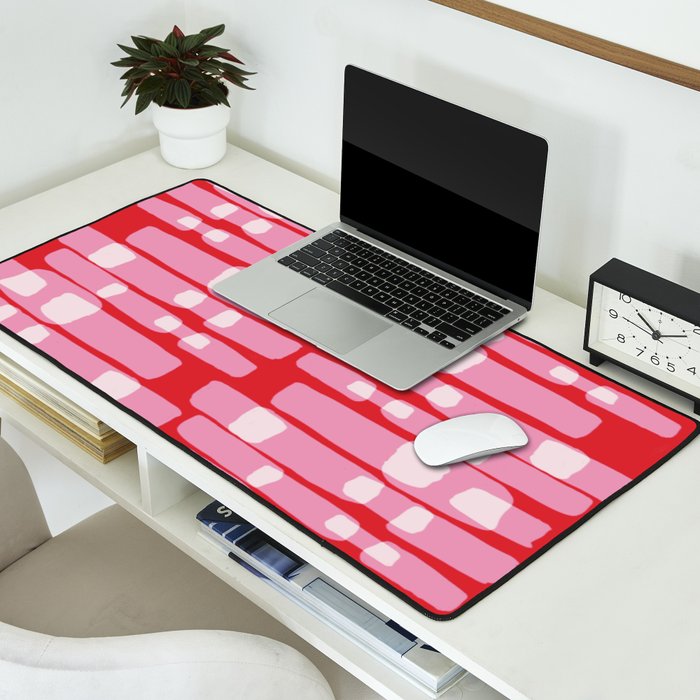 Cherry red and pink Geometric  Desk Mat Gallery Image 2