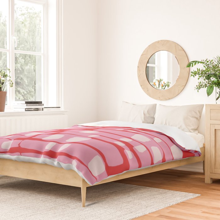 Cherry red and pink Geometric  Duvet Cover Gallery Image 2