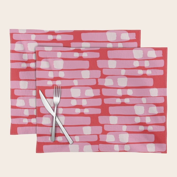 Cherry red and pink Geometric  Placemat Gallery Image 1