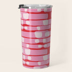 Cherry red and pink Geometric  Travel Mug Gallery Image 3