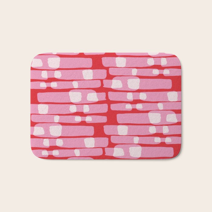 Cherry red and pink Geometric  Bath Mat Gallery Image 1