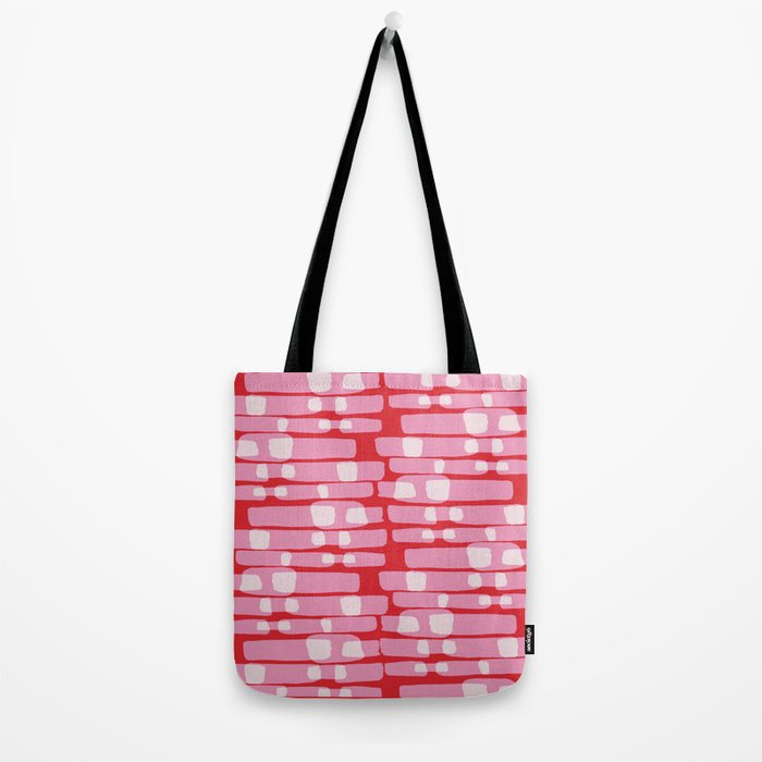 Cherry red and pink Geometric  Tote Bag Gallery Image 2