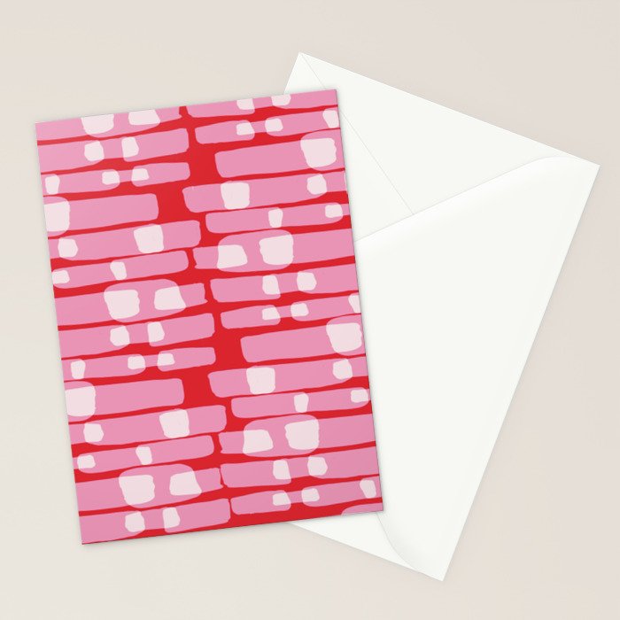 Cherry red and pink Geometric  Stationery Card Gallery Image 2