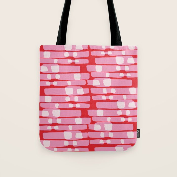 Cherry red and pink Geometric  Tote Bag Gallery Image 1