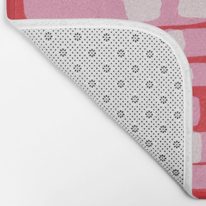 Cherry red and pink Geometric  Bath Mat Gallery Image 2