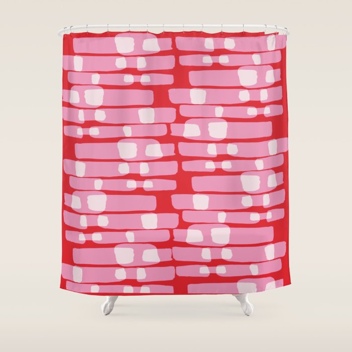 Cherry red and pink Geometric  Shower Curtain Gallery Image 1