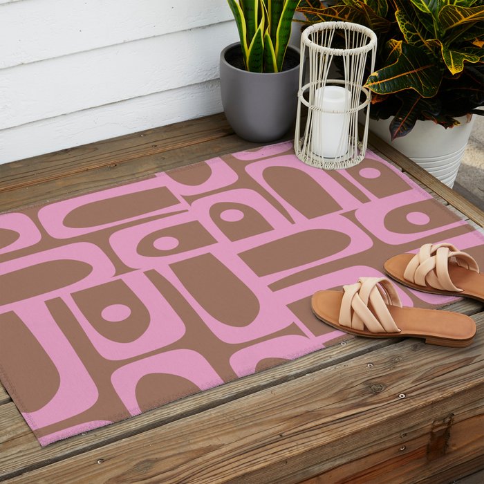 Midcentury Modern Piquet 5 Inspired by PANTONE 17 1230 Color of the Year Mocha Mousse  Outdoor Rug Gallery Image 2