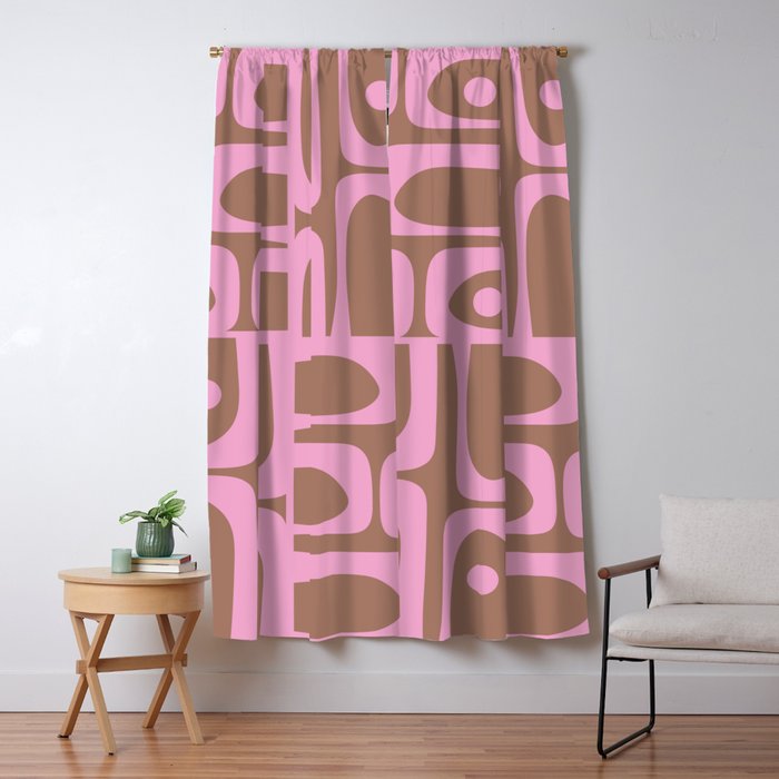Midcentury Modern Piquet 5 Inspired by PANTONE 17 1230 Color of the Year Mocha Mousse  Window Curtain Gallery Image 1