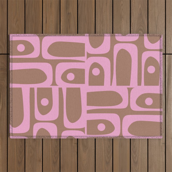 Midcentury Modern Piquet 5 Inspired by PANTONE 17 1230 Color of the Year Mocha Mousse  Outdoor Rug Gallery Image 1