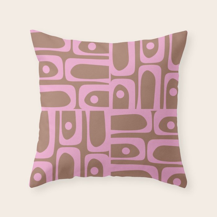 Midcentury Modern Piquet 5 Inspired by PANTONE 17 1230 Color of the Year Mocha Mousse  Throw Pillow Gallery Image 1