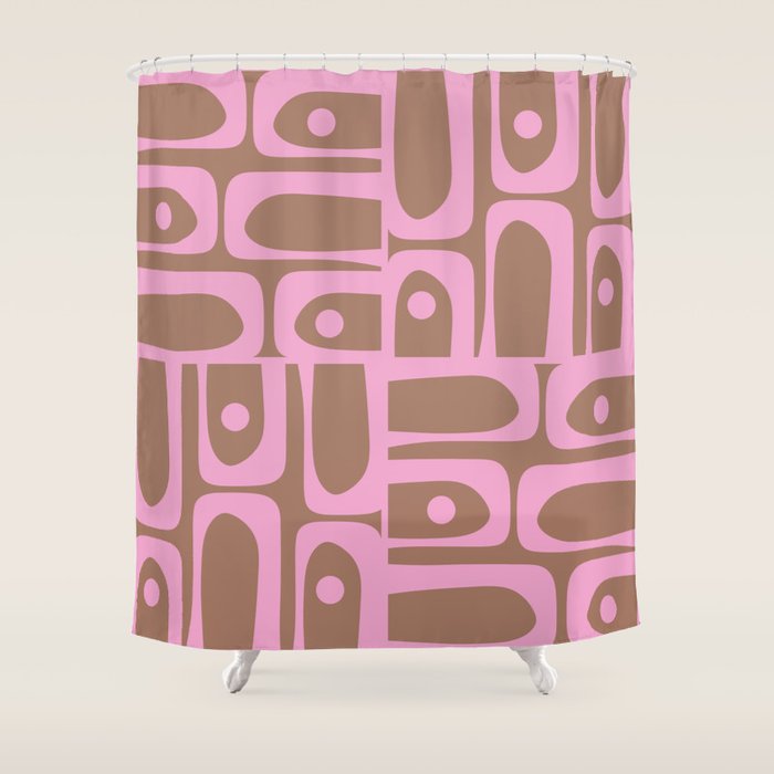 Midcentury Modern Piquet 5 Inspired by PANTONE 17 1230 Color of the Year Mocha Mousse  Shower Curtain Gallery Image 1