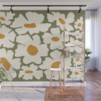 Cute retro floral art Wall Mural Gallery Image 1