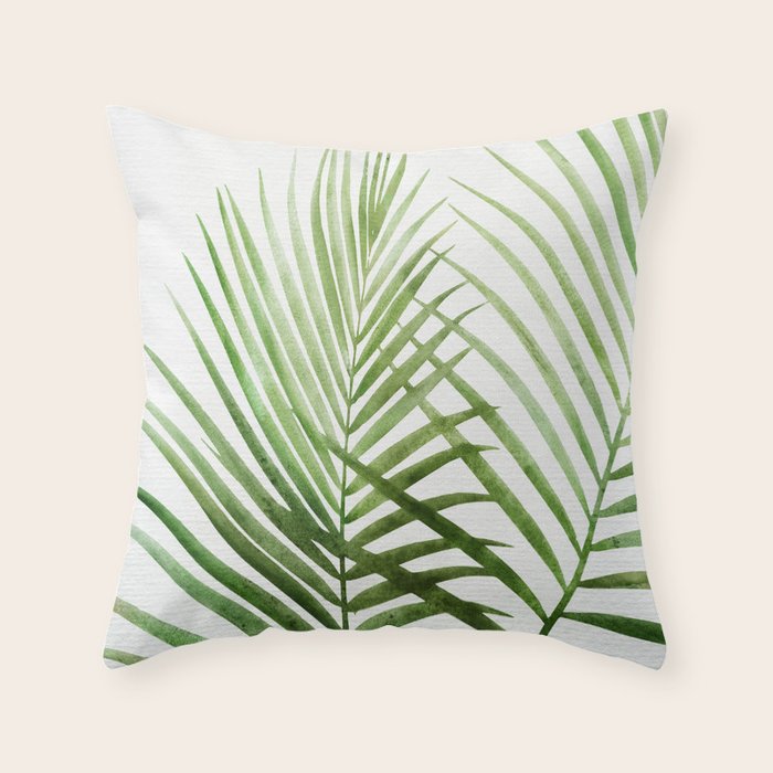 Fresh Palm Fronds Watercolor Throw Pillow Gallery Image 6