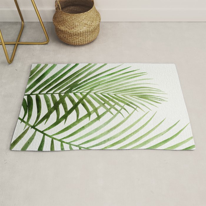 Fresh Palm Fronds Watercolor Rug Gallery Image 1