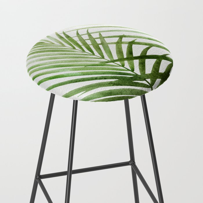 Fresh Palm Fronds Watercolor Stool Gallery Image 2