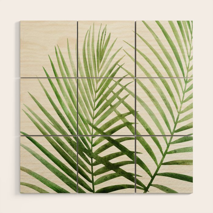 Fresh Palm Fronds Watercolor Wood Wall Art Gallery Image 1