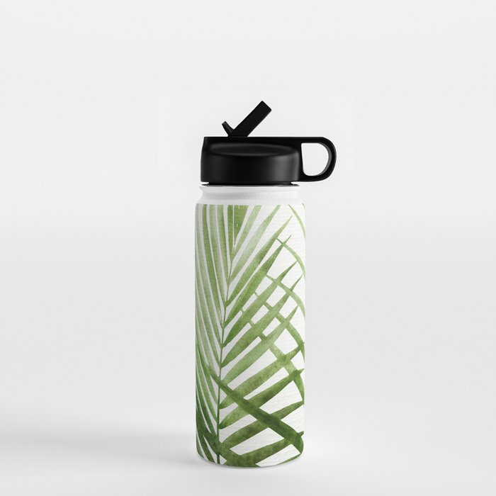 Fresh Palm Fronds Watercolor Water Bottle Gallery Image 1